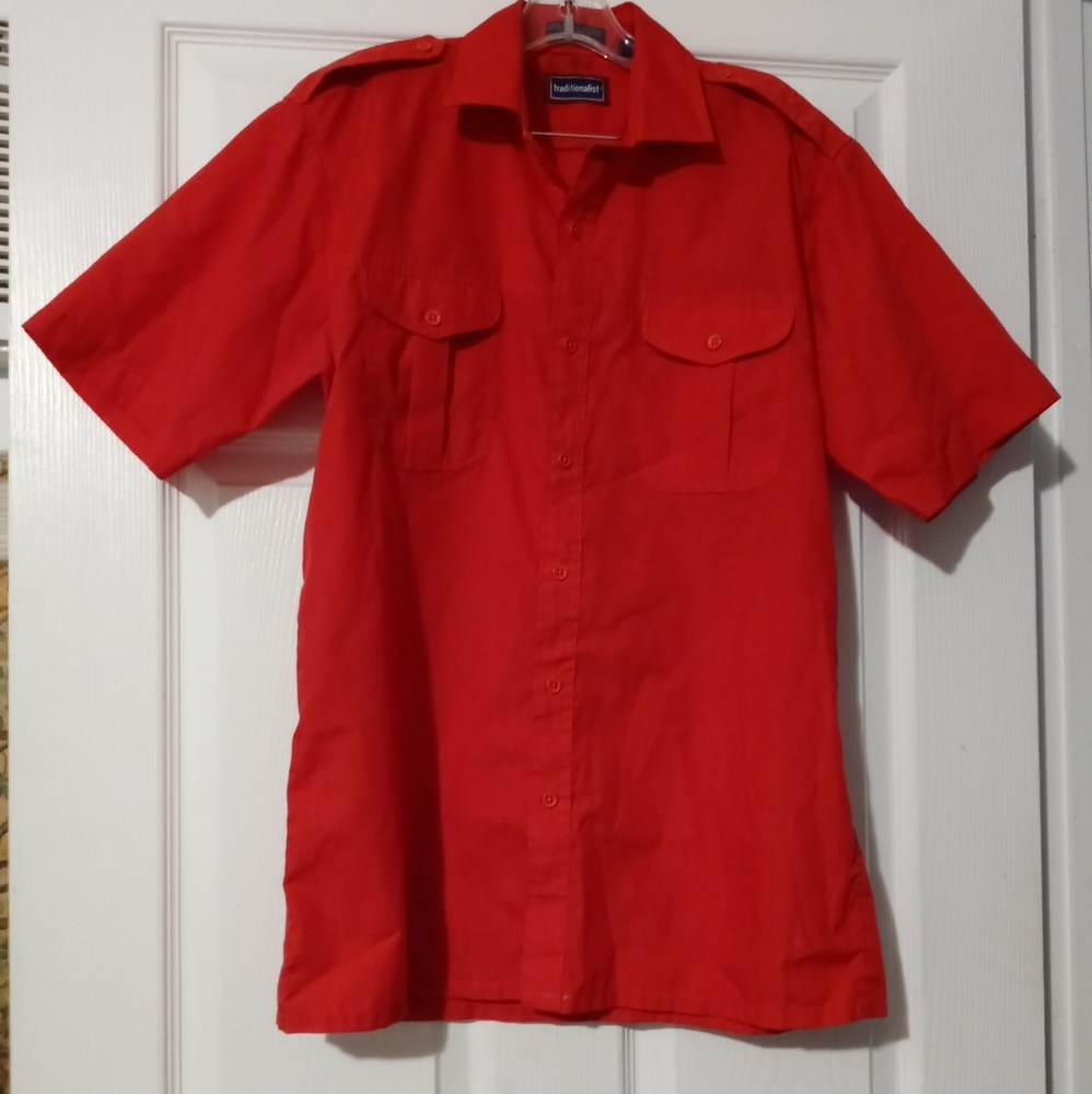 👔 TRADITIONALIST RED MEN SHIRT /M.👔